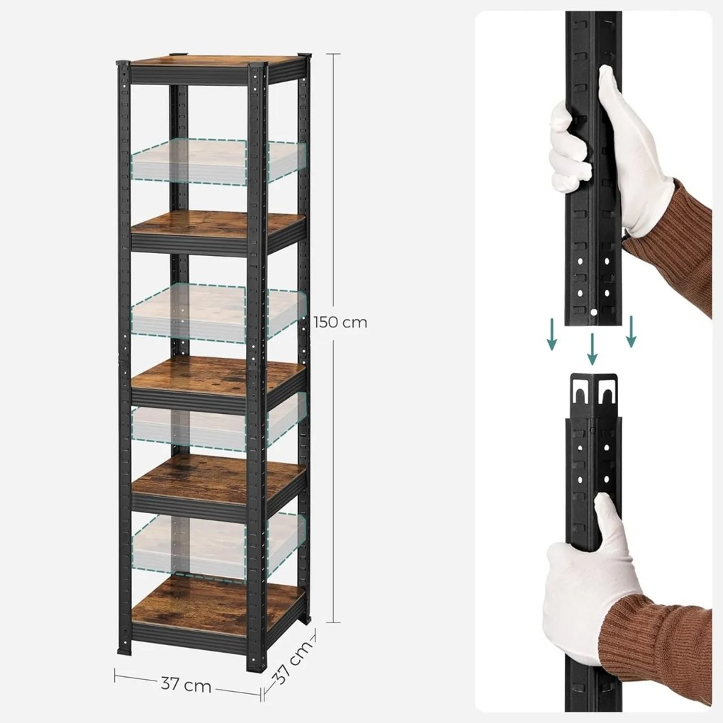 Raft metalic, Songmics, Maro-Negru, 150x37x37 cm