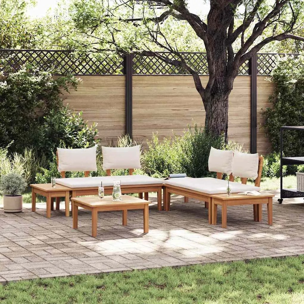 vidaXL Set de Bănci pentru Grădină 3 pcs Maro și Crem 2 locuri mic