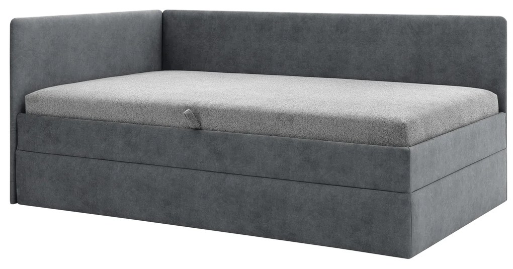 Pat matrimonial 110 cm Optoman (gri închis) (cu somieră și saltea) (cu sp. depozitare). 1098581