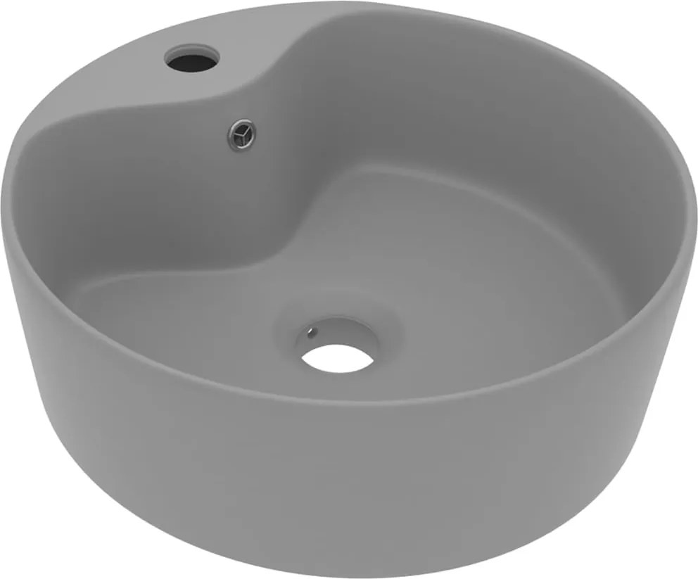 vidaXL Chiuvetă de lux cu preaplin, gri deschis mat, 36x13 cm ceramică