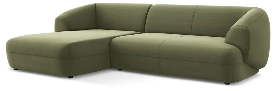 Colțar verde cu tapițerie din catifea (cu colț pe partea stângă) Moana – Makamii