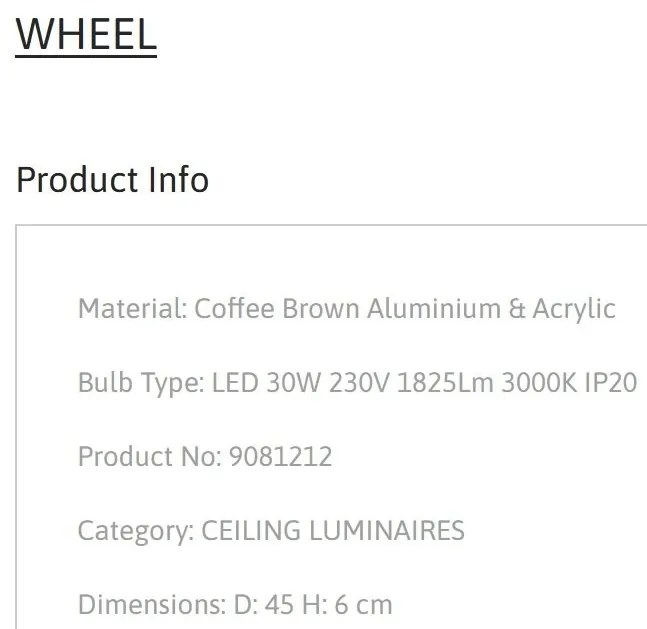 Plafoniera LED design circular WHEEL maro 45cm