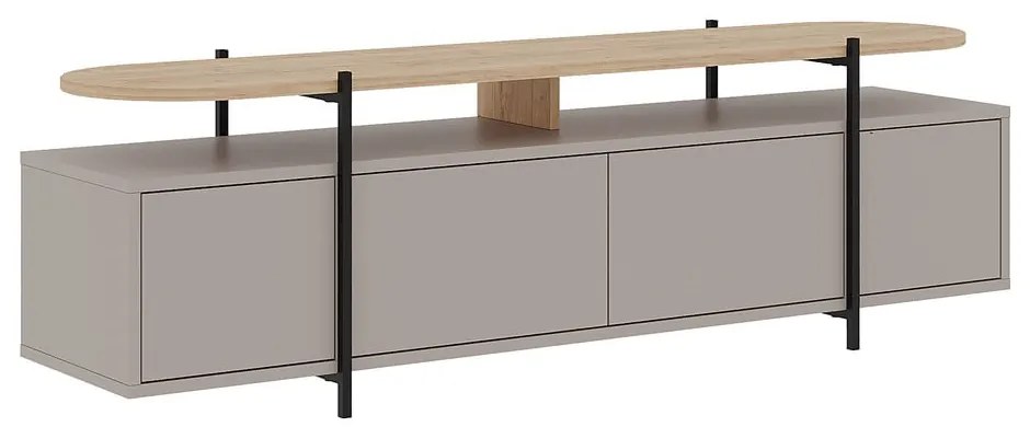 Masă TV gri/bej cu aspect de lemn de stejar 160x48 cm Hinoa – Marckeric