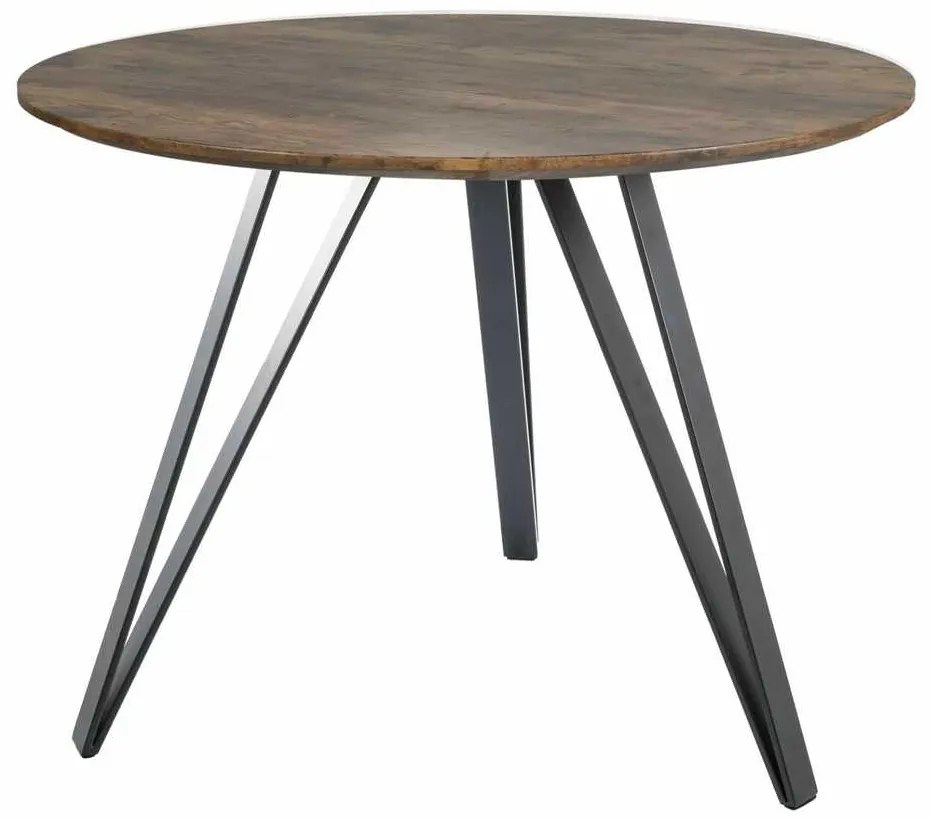 Masă de bucătărie Tetis, 100 cm diametru, nuc / negru