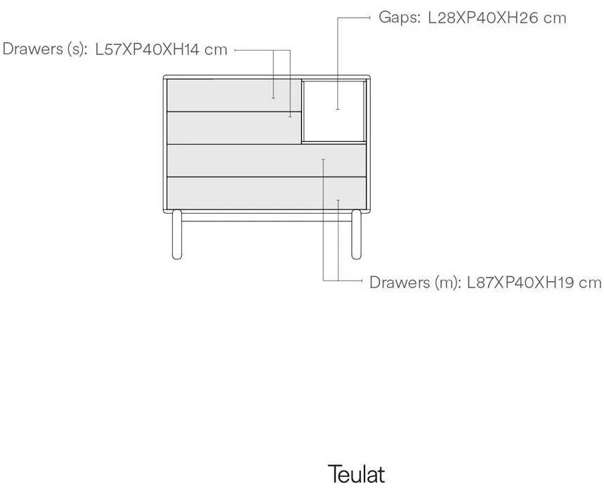 Comodă joasă de culoare gri închis 90x90 cm Corvo - Teulat