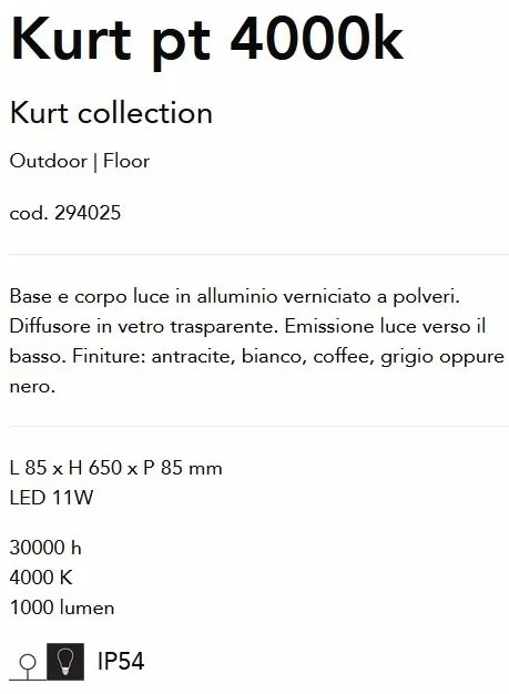 Stalp LED iluminat exterior, IP54 Kurt pt 4000k antracit