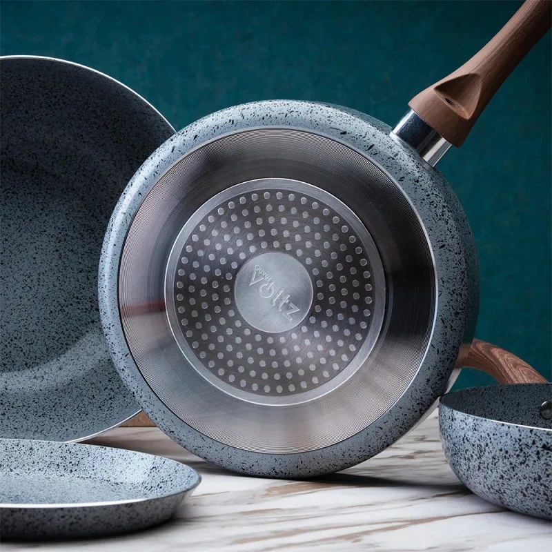 Tigaie adanca Oliver Voltz Siena OV51319J28D, 28 cm, Finisaj marmura, Inductie, Gri