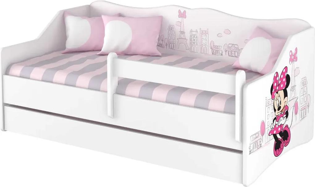 copii pat cu spate - Minnie Mouse în Paris  Daybed 160x80 cm pat fără spațiu de depozitare