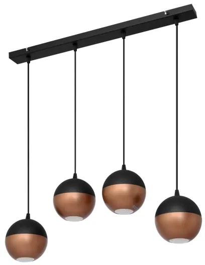 Lustră LED pe cablu MIDWAY 4xGU10/4,8W/230V negru/cupru
