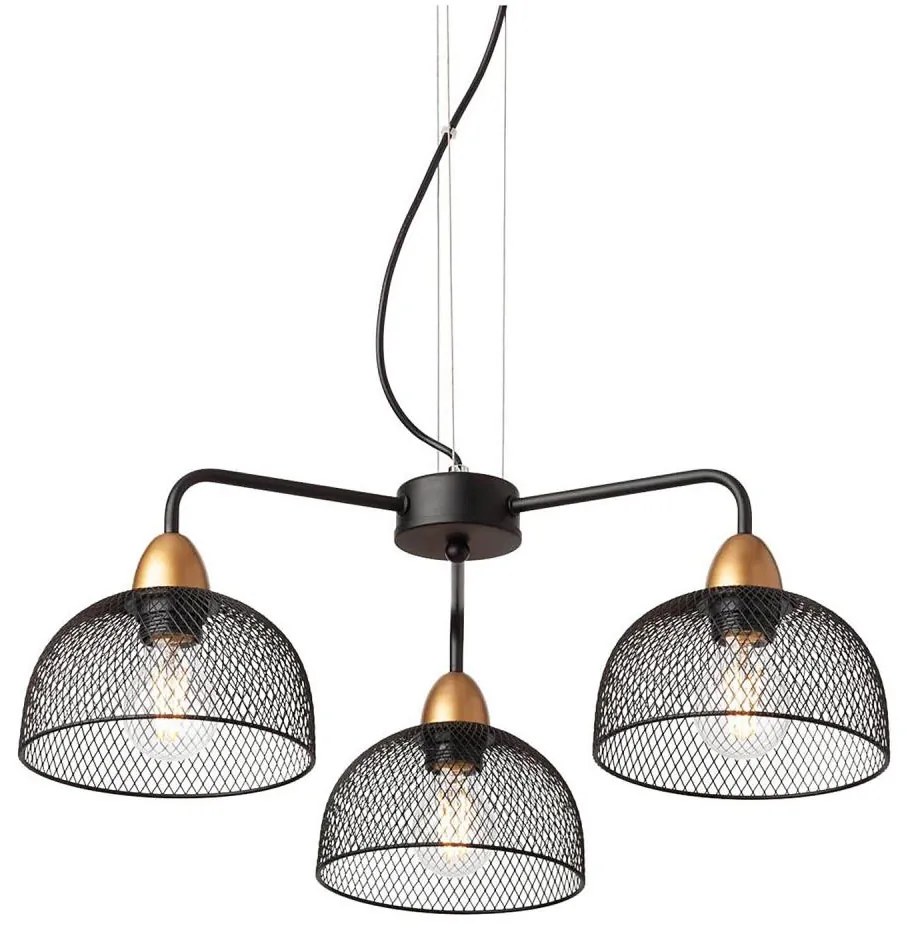 Redo 01-1573 - Lustru suspendat pe cablu TAMIS, 3xE27/42W/230V, Ø 59 cm, negru