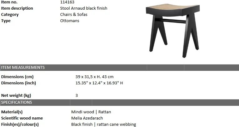 Taburete design vintage LUX Arnaud, lemn negru 114163 HZ