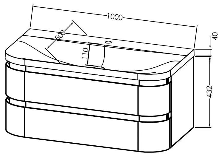 Set mobilier suspendat si lavoar, Kolpasan, Vittoria, 100 cm, bej