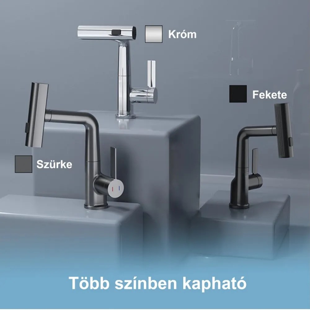 Robinet mixer pentru chiuvetă Mara cu cap multifuncțional gri