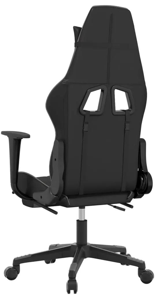 Scaun de gaming cu suport picioare, negru gri, piele ecologica 1, negru si gri, Cu suport de picioare