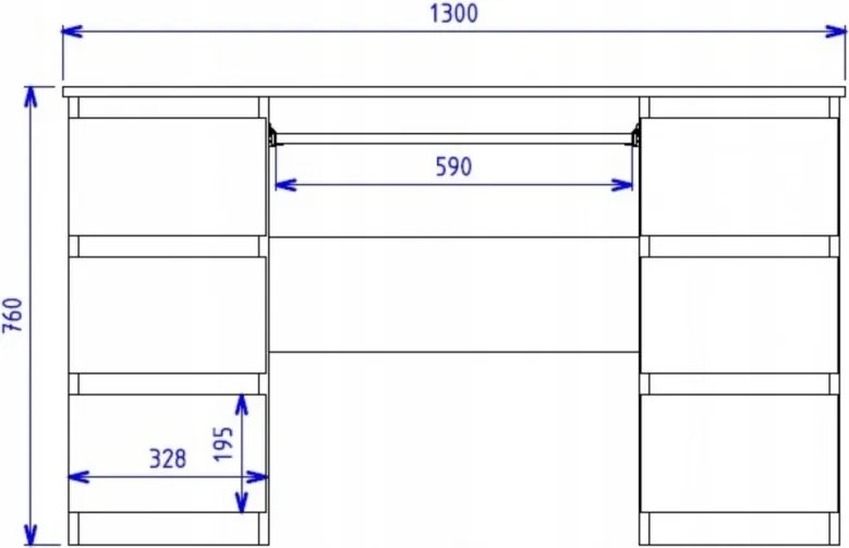 Masuta machiaj cu Oglinda LED si 6 Sertare pentru Cosmetice, Set Masa toaleta 130 cm, Alb Lucios, masuta cosmetica, vanity - SEA540