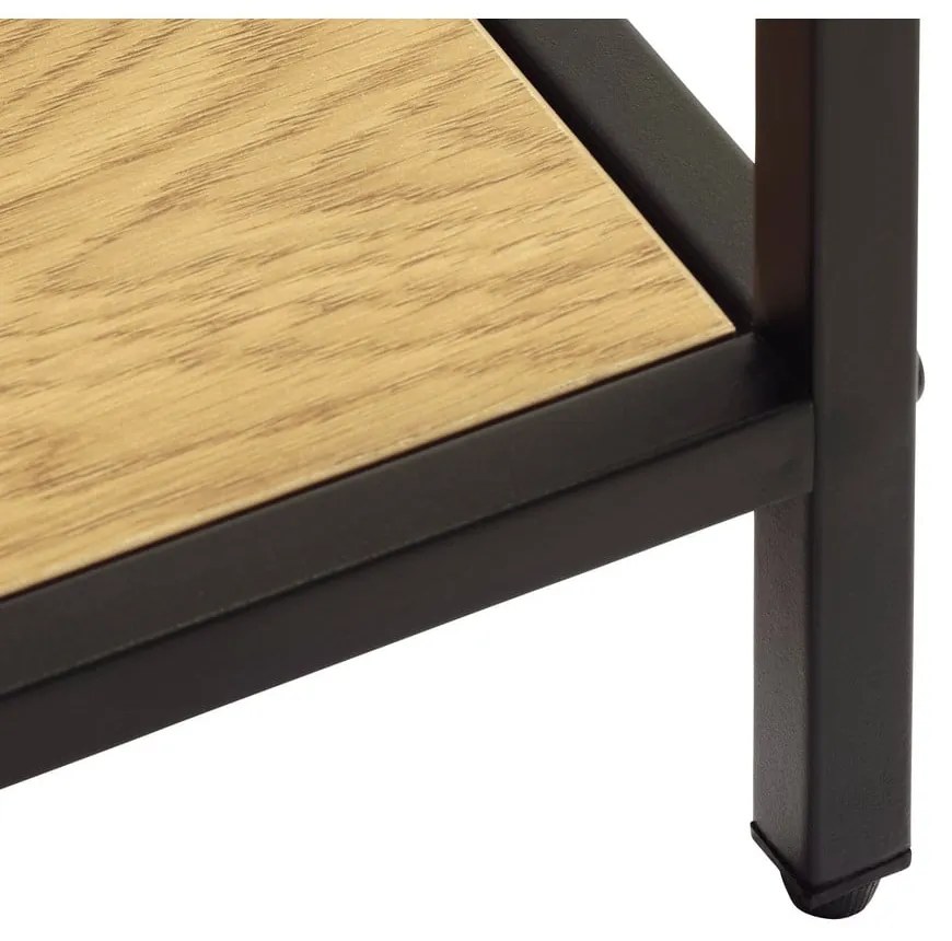 Bibliotecă neagră/în culoare naturală cu aspect de lemn de stejar 80x180x35 cm Altino – Unique Furniture