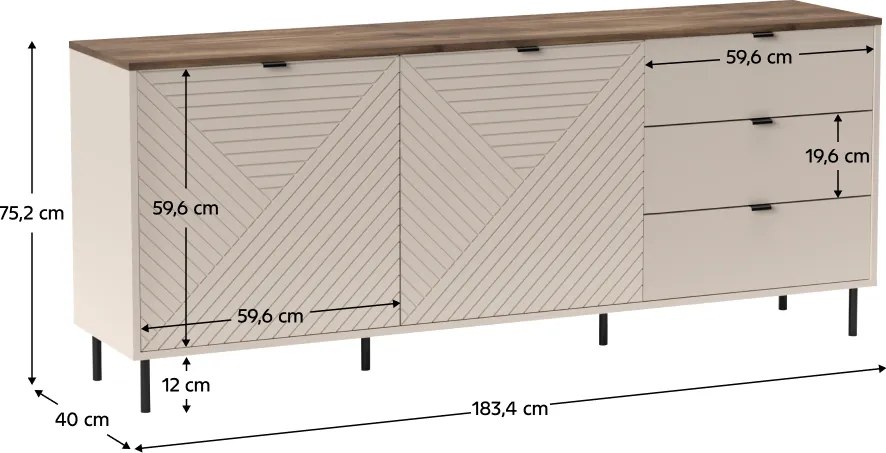 Comodă, caşmir/stejar castello, EYCO 2D3S