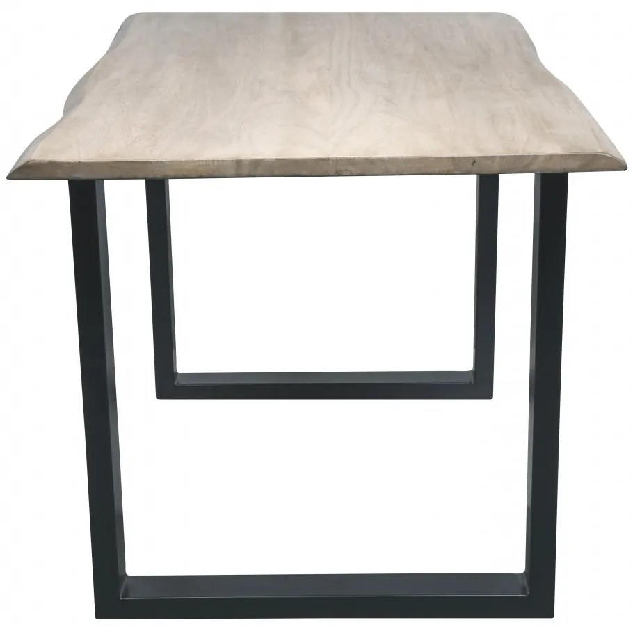 Masa dreptunghiulara cu blat din lemn de salcam Tables &amp; Benches 160x75x77 cm maro deschis/negru