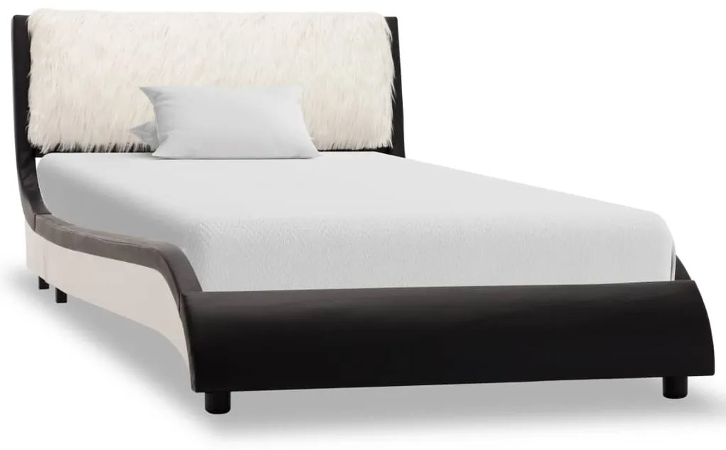 280357 vidaXL Cadru de pat, negru și alb, 90 x 200 cm, piele ecologică