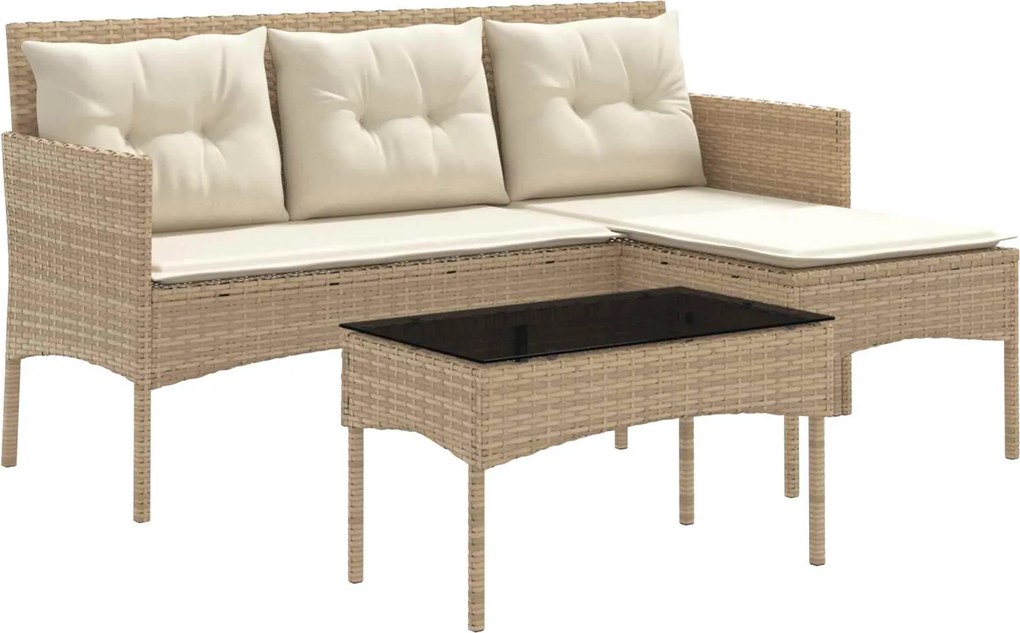 vidaXL Set de canapele pentru grădină cu pernă 2 pcs poliratan