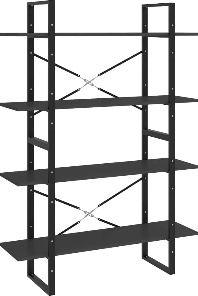 vidaXL Bibliotecă cu 4 rafturi, gri, 100x30x140 cm, PAL