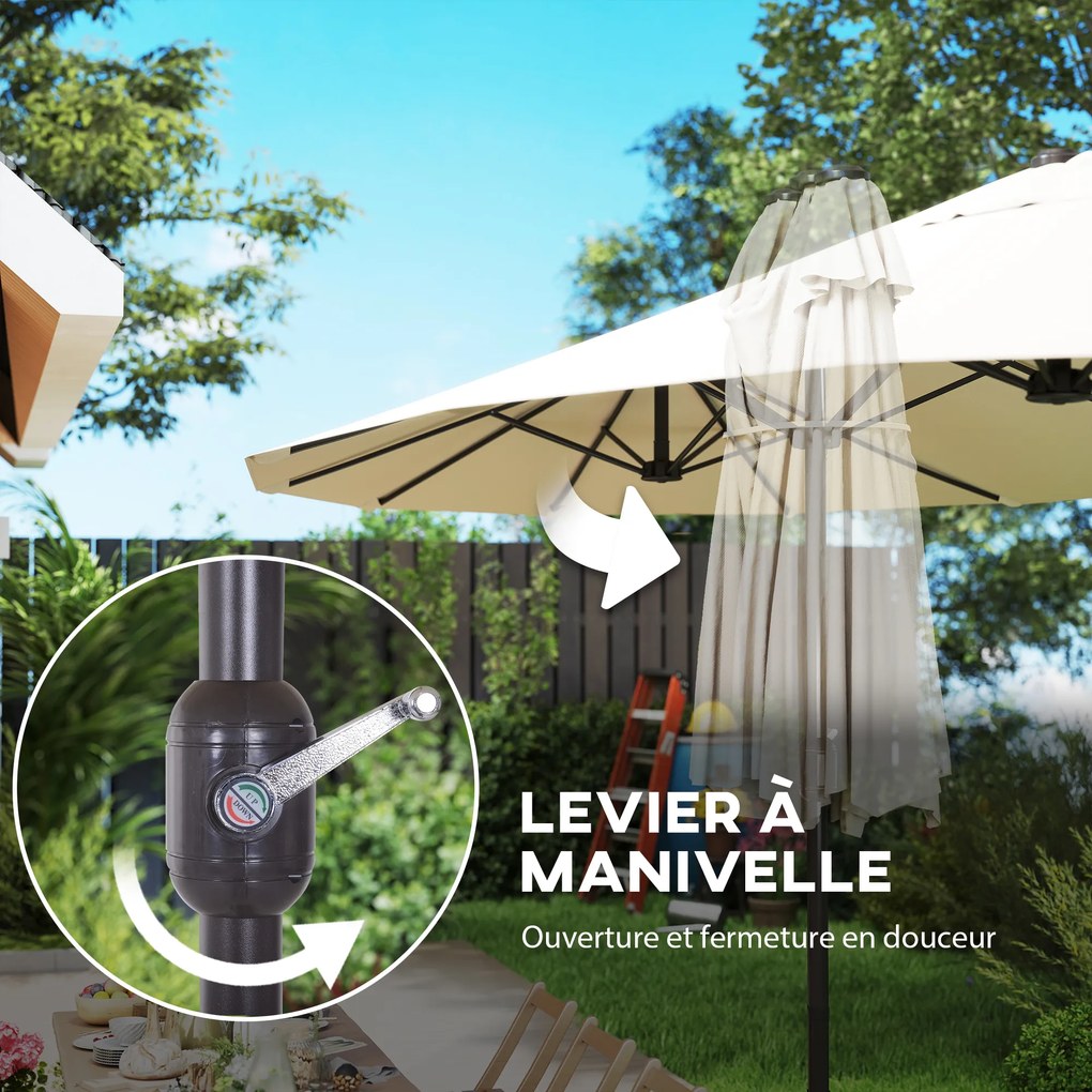 Outsunny Umbrelă de grădină XXL cu picior în cruce umbrelă mărime mare 4,6L x 2,7l x 2,4H cm oțel poliester crem | Aosom Romania
