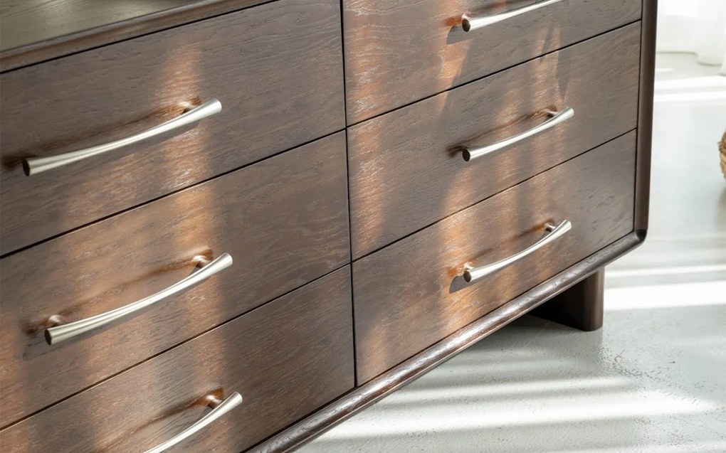 Comodă lemn masiv nuc Cooper, 160 × 42,5 × 78 cm