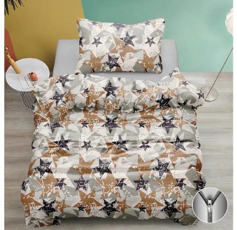 Lenjerie de pat din bumbac BROWN STARS alb Dimensiune lenjerie de pat: 70 x 90 cm | 140 x 200 cm