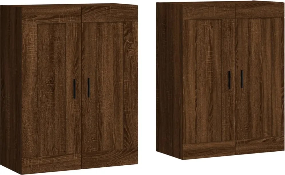 vidaXL Dulapuri montate pe perete 2 buc. stejar maro, lemn prelucrat