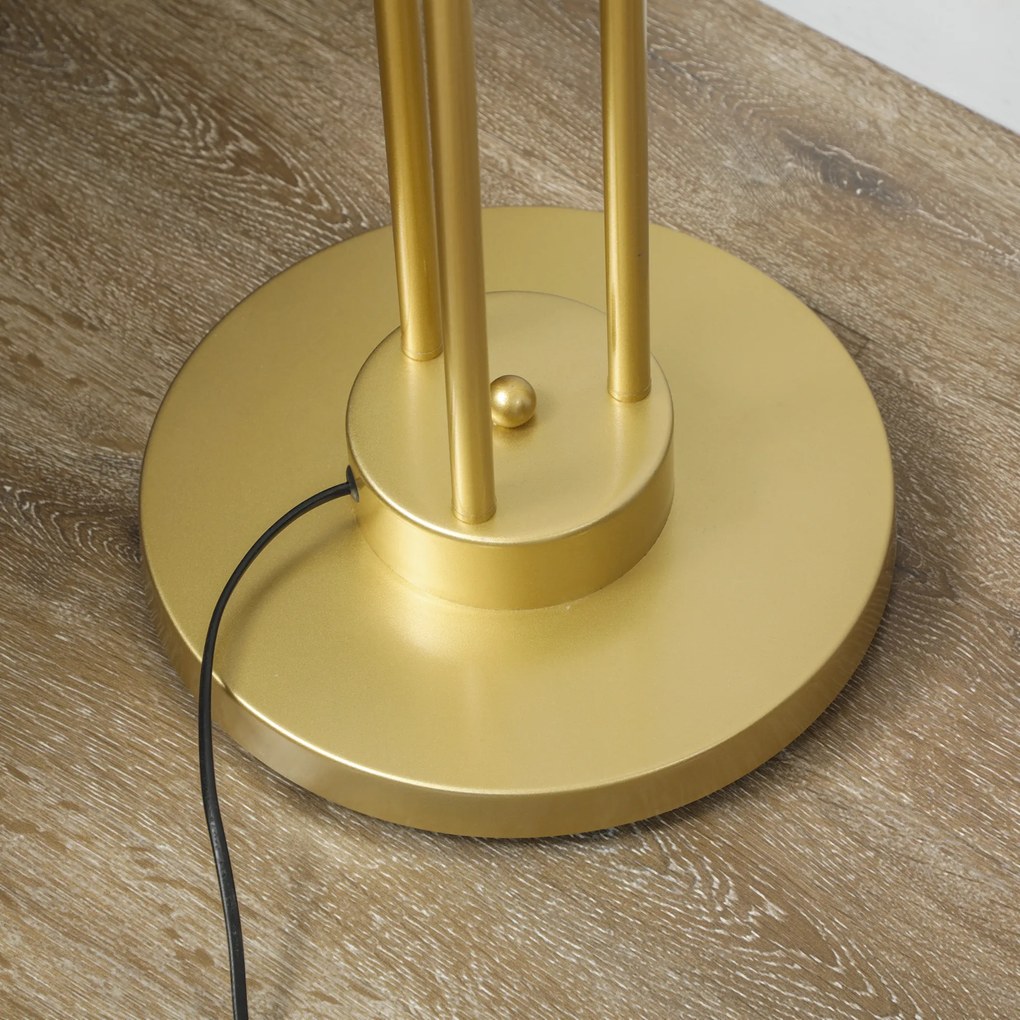 HOMCOM Lampadaire sur pied salon, lampe salon contemporain cu 3 spoturi rotative, abajur din sticlă și întrerupător la picior | Aosom Romania