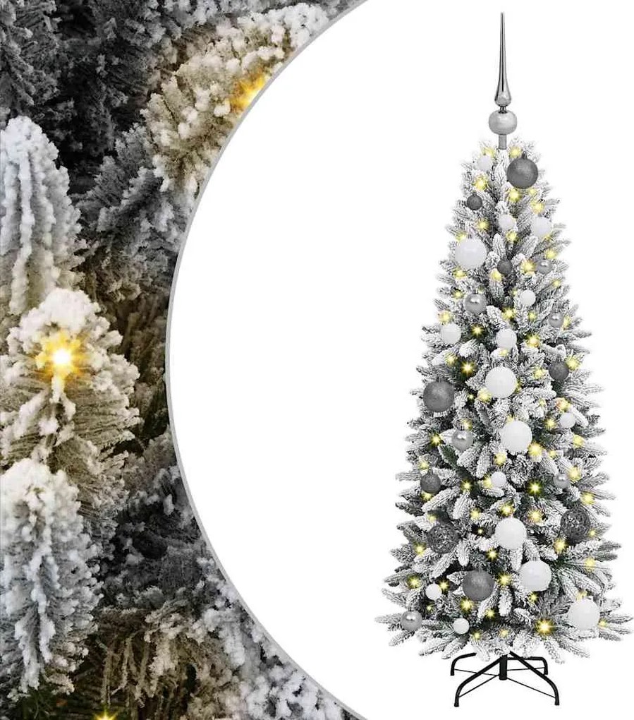 vidaXL Brad de Crăciun artificial cu 150 LED cu suport Alb 120 cm