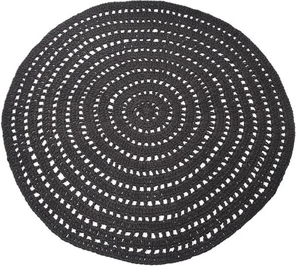 Covor rotund din bumbac LABEL51 Knitted, ⌀ 150 cm, negru