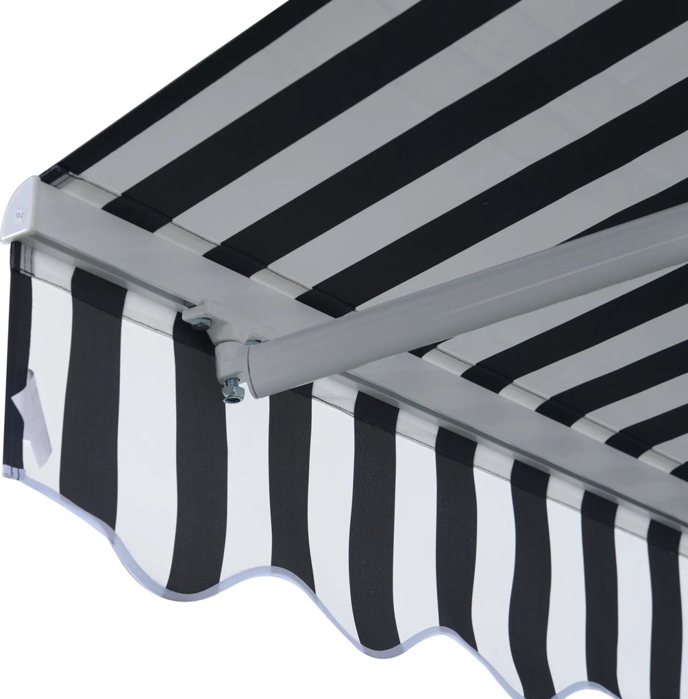 Outsunny Markiză cu braț articulat - Protecție solară cu manivelă 3,5 x 2,5 m Gri+Alb Aluminiu Poliester | Aosom Romania