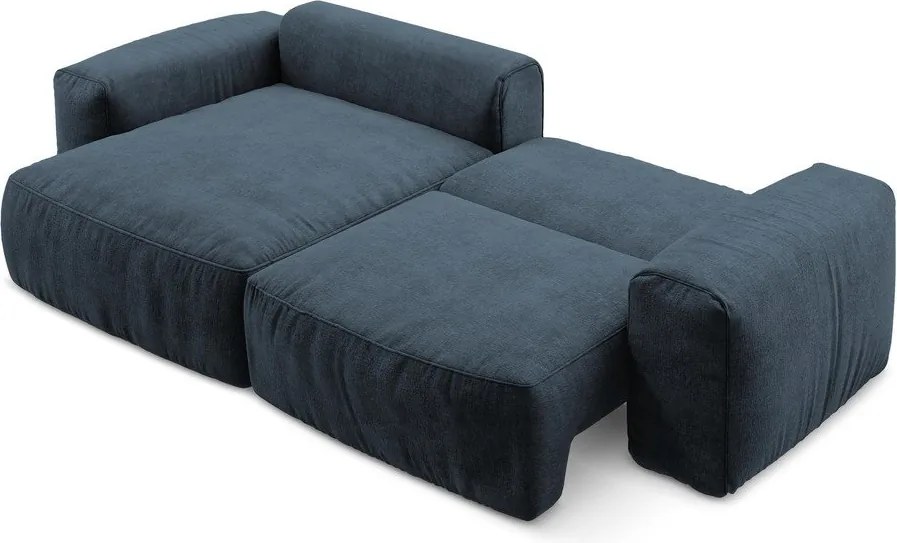 Colțar albastru închis extensibil cu tapițerie din chenille (cu colț pe partea stângă/cu șezlong) Kuki – Makamii