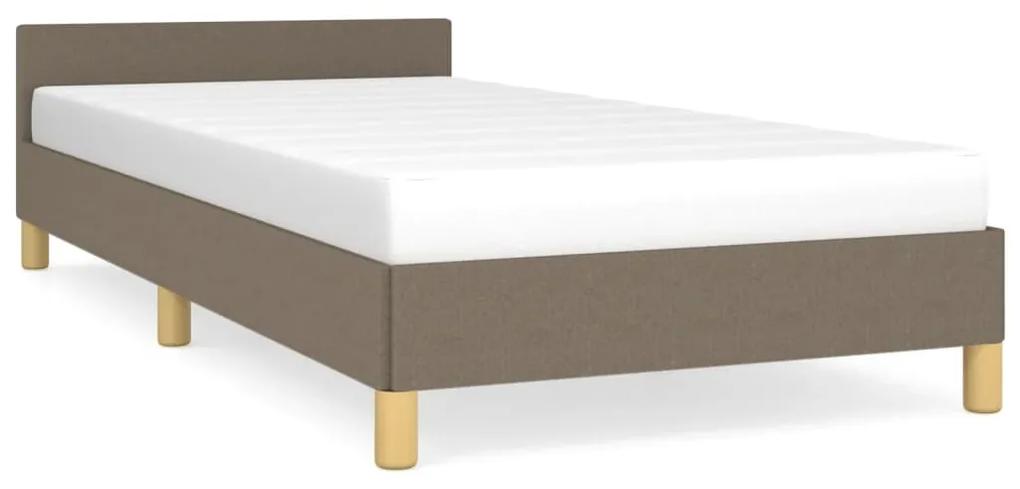 347387 vidaXL Cadru de pat cu tăblie, gri taupe, 90x200 cm, textil