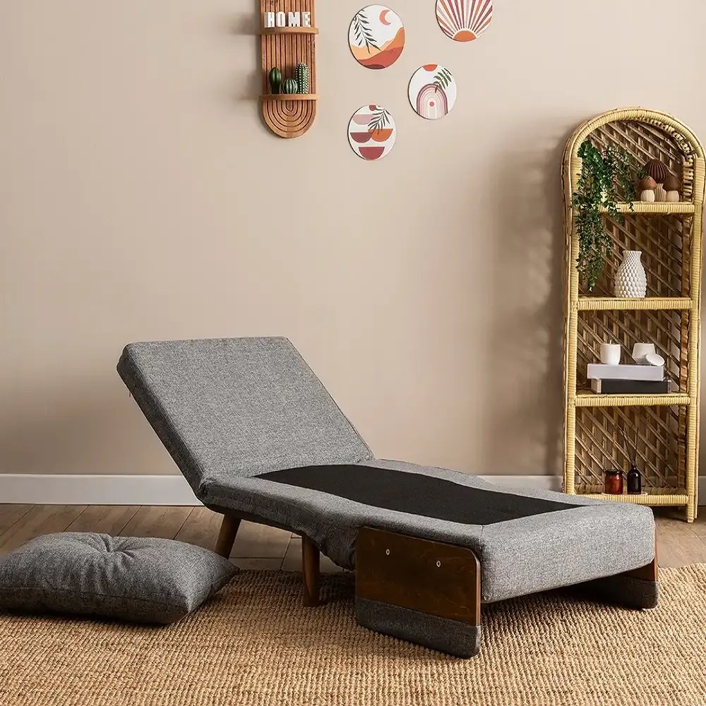 Fotoliu Extensibil Gri Deschis, Esme,190 x 70 cm