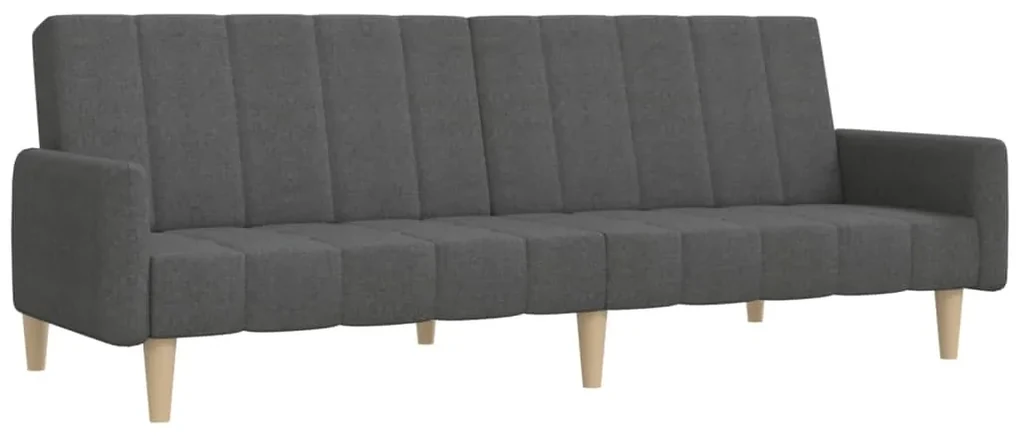 337356 vidaXL Canapea extensibilă cu 2 locuri, gri închis, țesătură