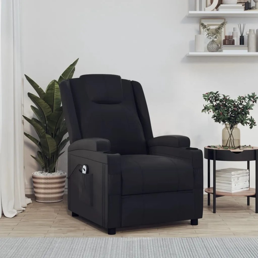 289750 vidaXL Fotoliu cu ridicare, negru, piele ecologică