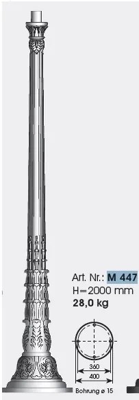 Stalp iluminat exterior din fier forjat, inaltime 362cm, AL 6602