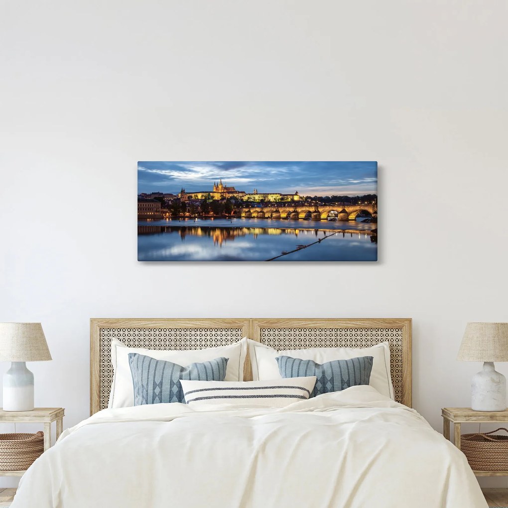 Tablou cu palatul din Praga și podul lui Carol (120x50 cm)