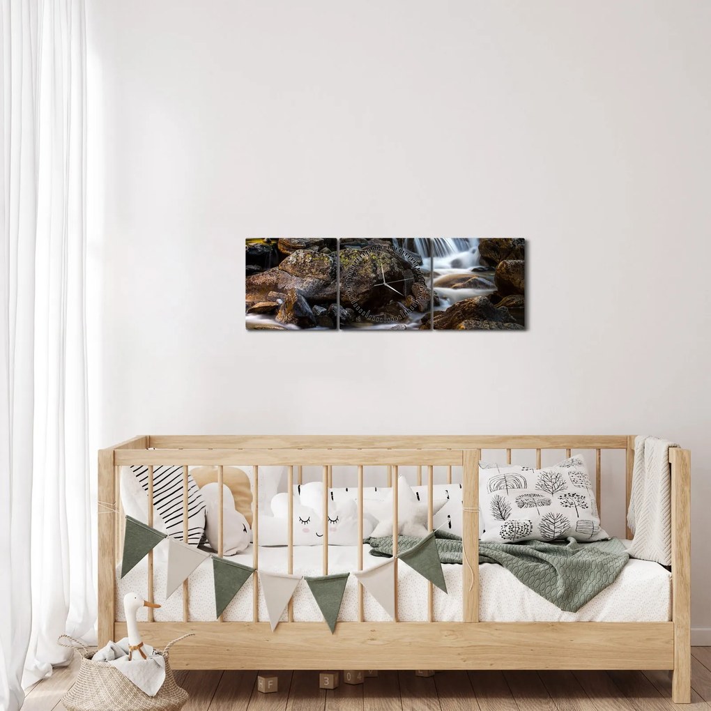 Tablou cu râul pietros (cu ceas) (90x30 cm)