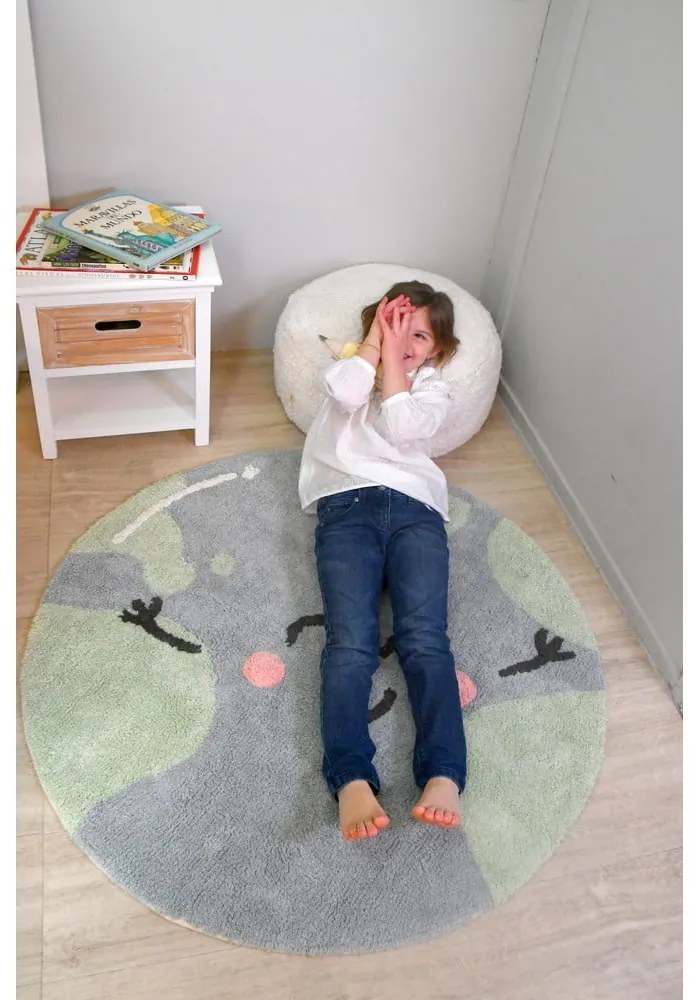 Covor pentru copii albastru lavabil/țesut manual din bumbac ø100 cm Big Big World – Lorena Canals