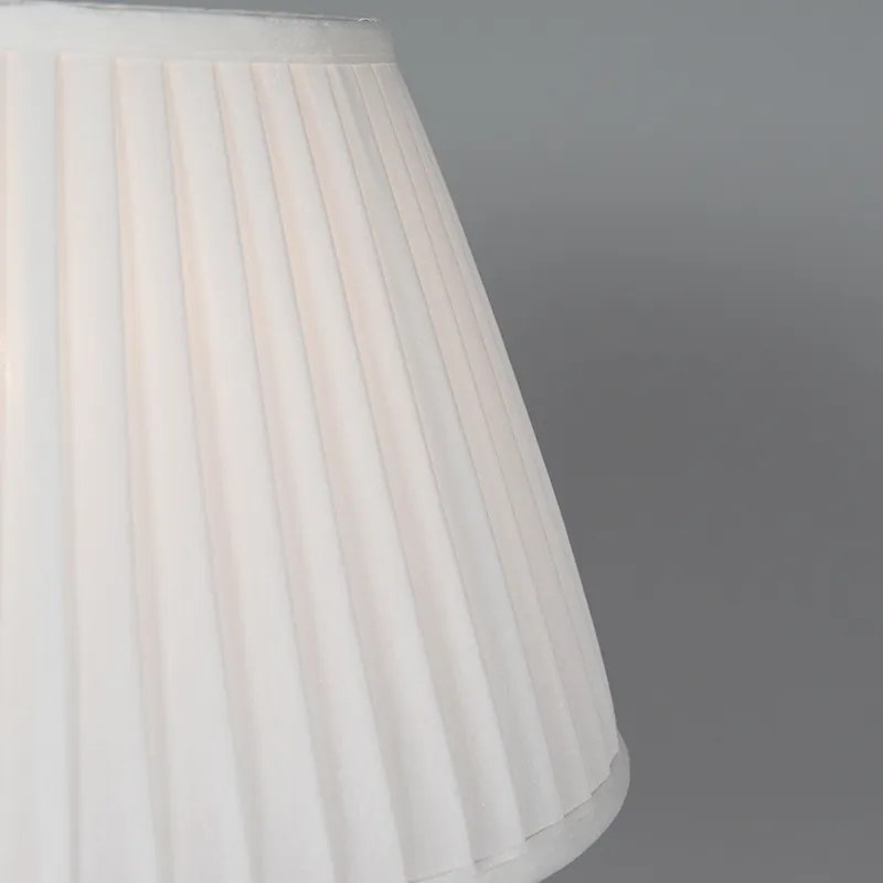 Lampă de masă retro din alamă cu abajur plisat crem 35 cm - Kaso