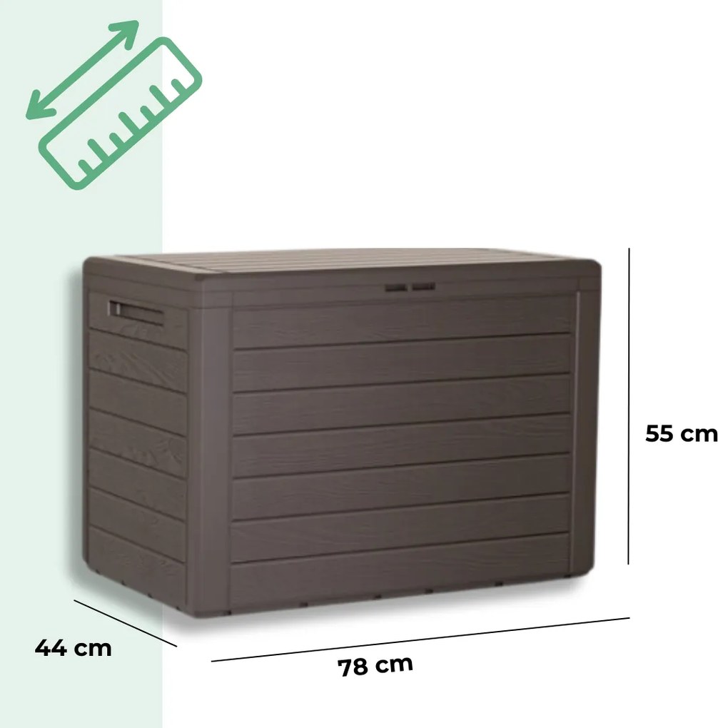 Cutie de depozitare WOODEBOX, 190L, 78x44x55cm, maro închis Prosperplast