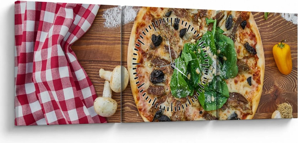 Tablou cu pizza (cu ceas) (90x30 cm)