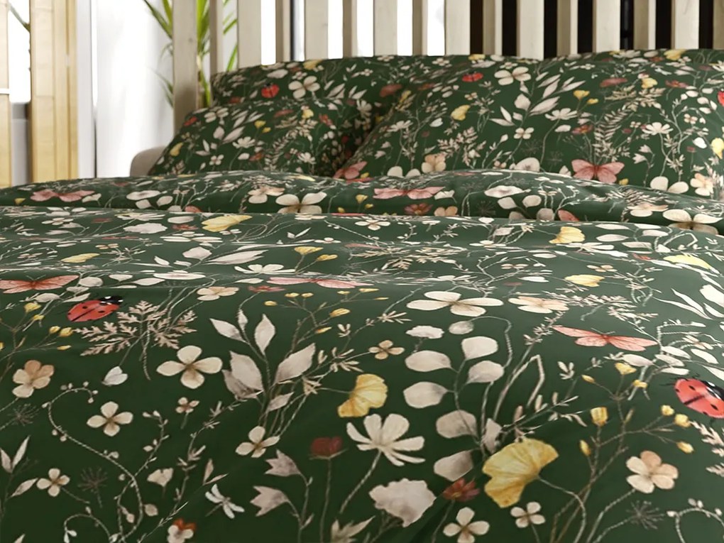 Lenjerie de pat din microfibra COLORFUL MEADOW verde inchis Dimensiune lenjerie de pat: 70 x 90 cm | 140 x 220 cm