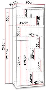 Dulap de haine cu suprastructură Malunas 2D (Alb) . 1105681