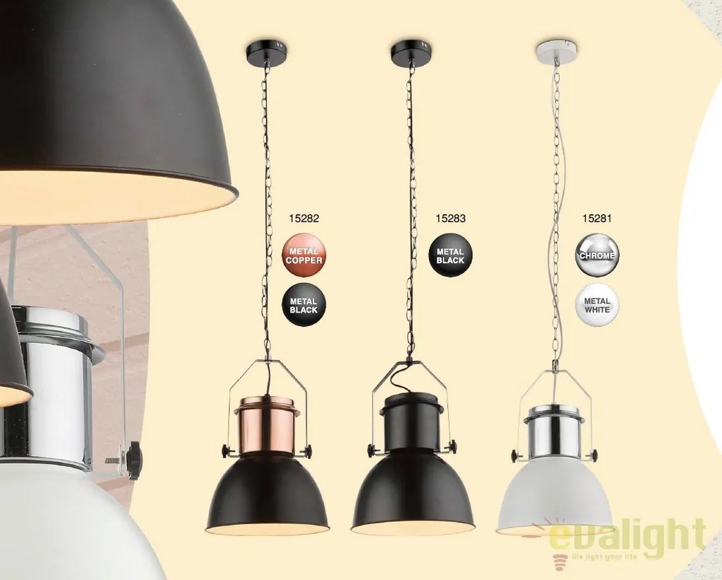 Pendul design Industrial Style Kutum negru/cupru 15282 GL