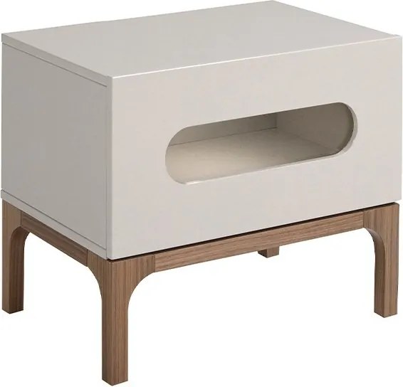 Noptiera design modern cu iluminare interioara Gray and Walnut