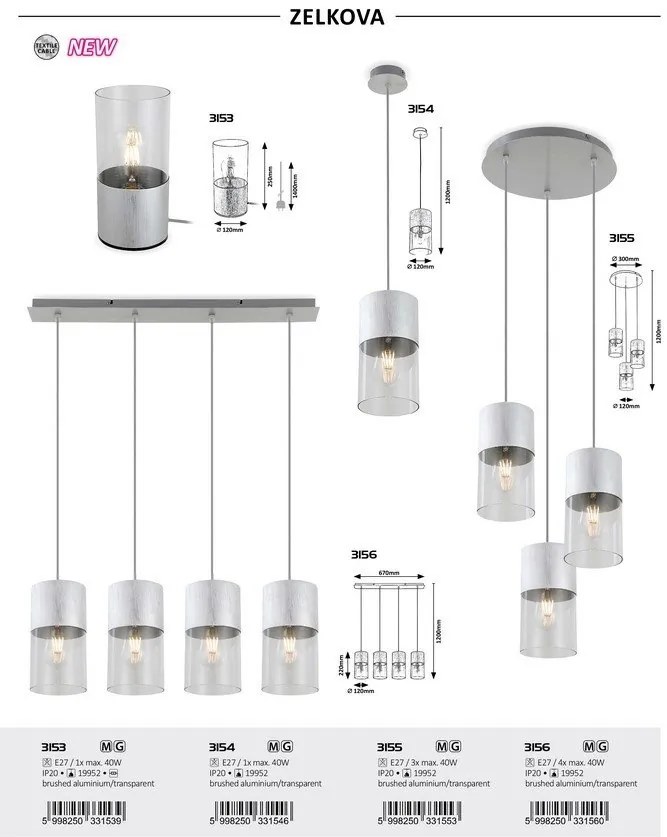 Lustra cu 3 pendule design industrial Zelkova